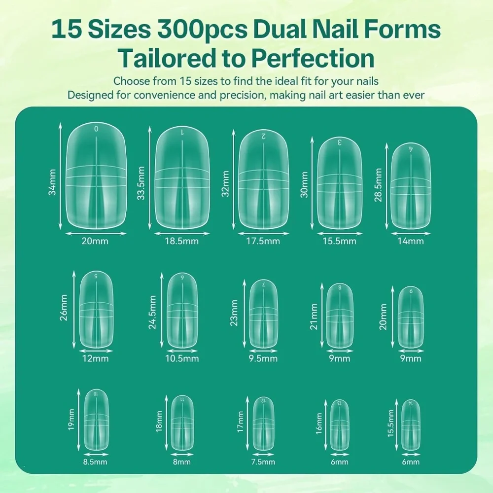 Clear Poly Gel Nail Forms For Toenails 300 Piece Set